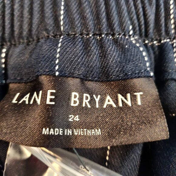 Lane Bryant Women Size 24 NWT Navy Windowpane Nautical Perfect Drape Ankle Pants - Picture 8 of 12